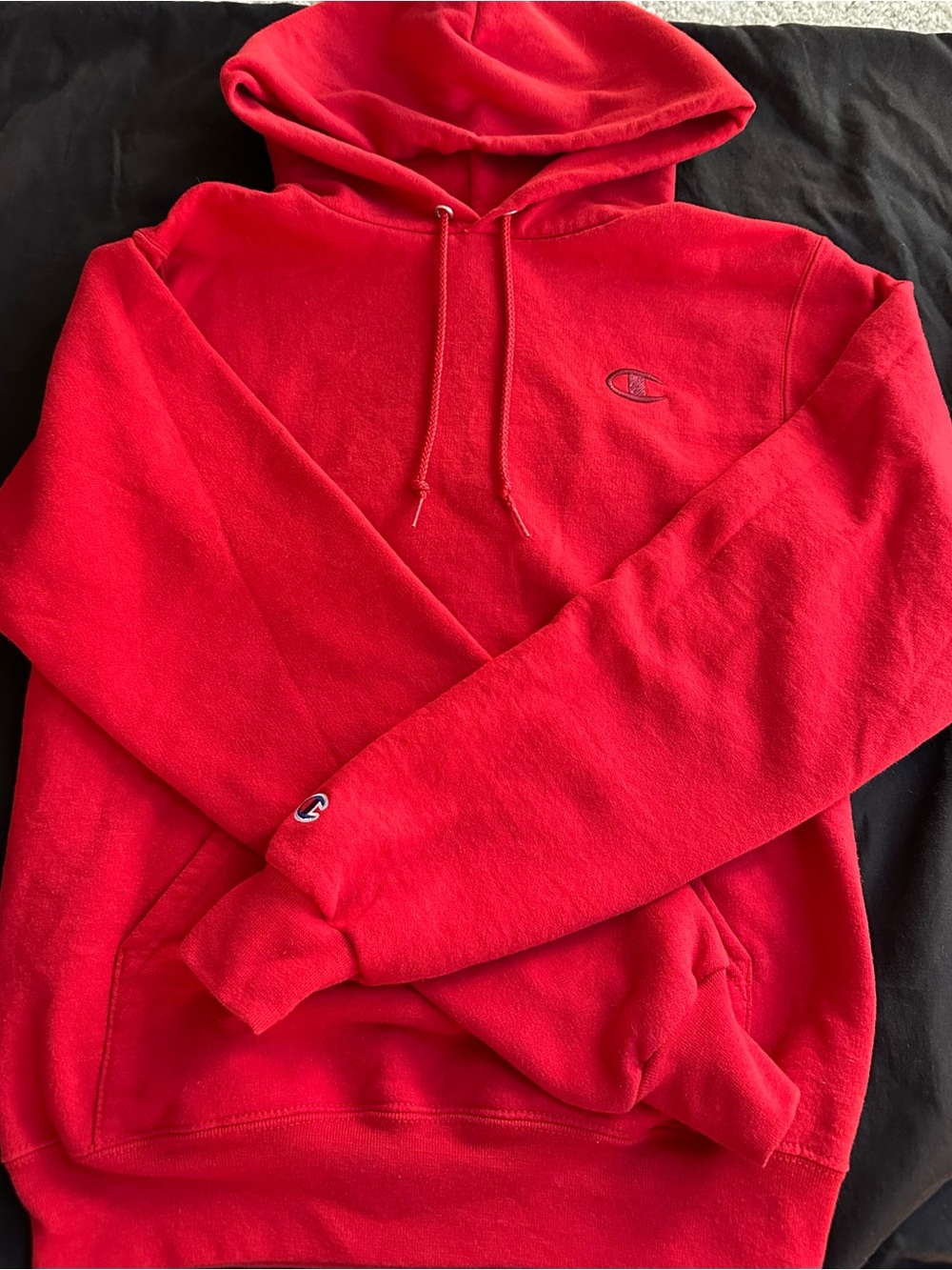 Champion Red Scoop-Neck Style Crew Sweatshirt with Hood